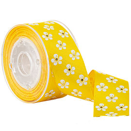 Weiß u. Goldblume Gewohnheit Druckgrosgrain-Band für das kosmetische Verpacken