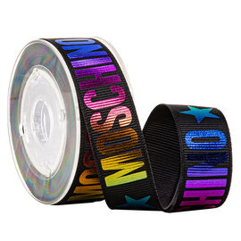 Schwarzes Druckgrosgrain-Band-Folien-Erdöl für das Feriengeschenk-Verpacken