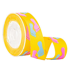 2 Farbhauch-Drucken auf gelbem Grosgrain-Band für die Kindergeschenk-Verpackung