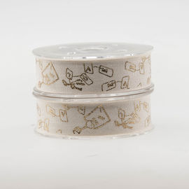 Beige Folien-Gold Druckbaumwollband für das Valentinsgruß-Tagesgeschenk-Verpacken