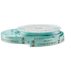 Weihnachtsfolien-Gold Drucksatin-Band für Geschenk-Verpackungs-grüne Farbe