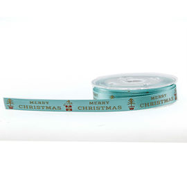 Weihnachtsfolien-Gold Drucksatin-Band für Geschenk-Verpackungs-grüne Farbe