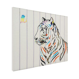 Band-Tiger-Zusammenfassungs-Tiermalereien, farbechte Wand, die Malerei entwirft