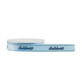 Konvexes Logo Drucksatin-Band-Folien-blaues Golddruck-Polyester-Material