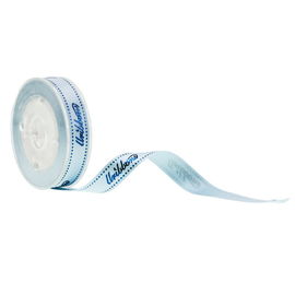 Konvexes Logo Drucksatin-Band-Folien-blaues Golddruck-Polyester-Material
