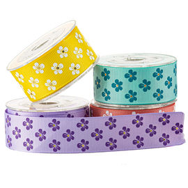 Weiß u. Goldblume Gewohnheit Druckgrosgrain-Band für das kosmetische Verpacken