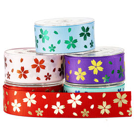Rotes kundenspezifisches Grosgrain-Band Druckgoldblume für das Geschenkbox-Verpacken