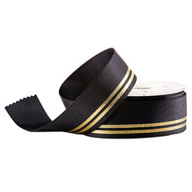 Schwarzes Druckgrosgrain-Band-Folien-Goldlinien für das Luxusduft-Verpacken
