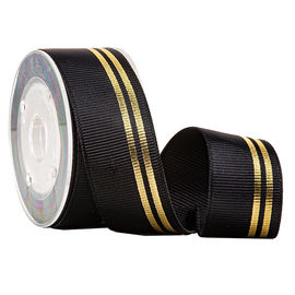Schwarzes Druckgrosgrain-Band-Folien-Goldlinien für das Luxusduft-Verpacken