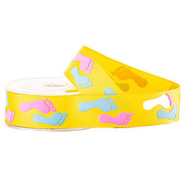 2 Farbhauch-Drucken auf gelbem Grosgrain-Band für die Kindergeschenk-Verpackung