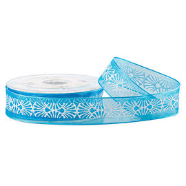 Personifiziertes weißes druckendes blauer 19mm Organza-bloßes Band des Tinten-Schirm-